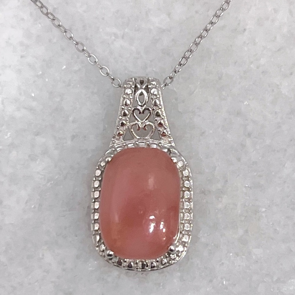 Peruvian Pink Opal Sterling Silver Pendant Necklace